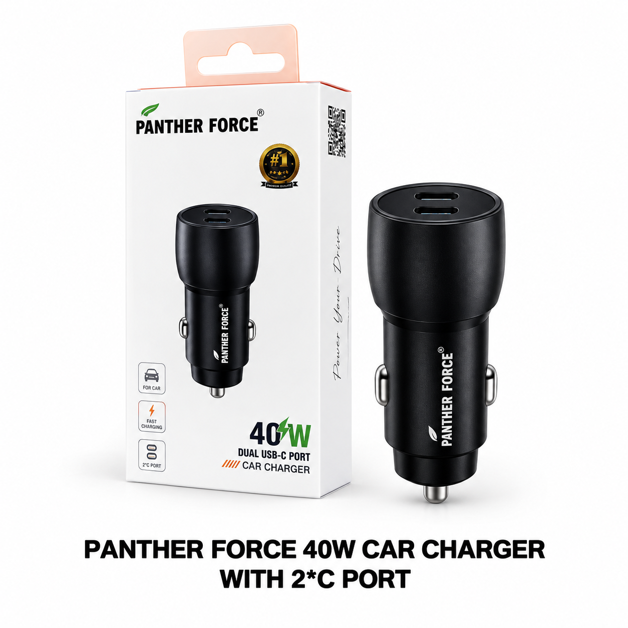 PANTHER FORCE 40W Car Charger, Dual Type-C Port Fast Charging Adapter for Mobile Phones & Tablets 1 PANTHER FORCE 40W Car Charger, Dual Type-C Port Fast Charging Adapter for Mobile Phones & Tablets