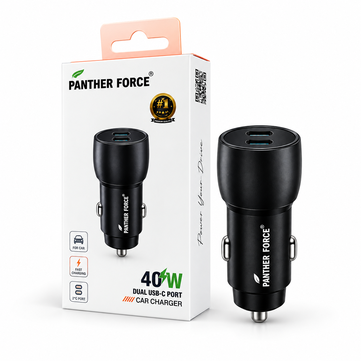PANTHER FORCE 40W Car Charger, Dual Type-C Port Fast Charging Adapter for Mobile Phones & Tablets 3 PANTHER FORCE 40W Car Charger, Dual Type-C Port Fast Charging Adapter for Mobile Phones & Tablets - Image 3