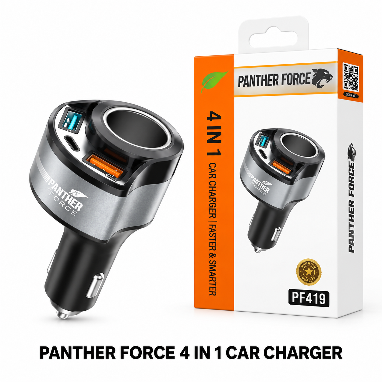 PANTHER FORCE 4-in-1 Car Charger Splitter – Faster & Smarter 1 PANTHER FORCE 4-in-1 Car Charger Splitter – Faster & Smarter