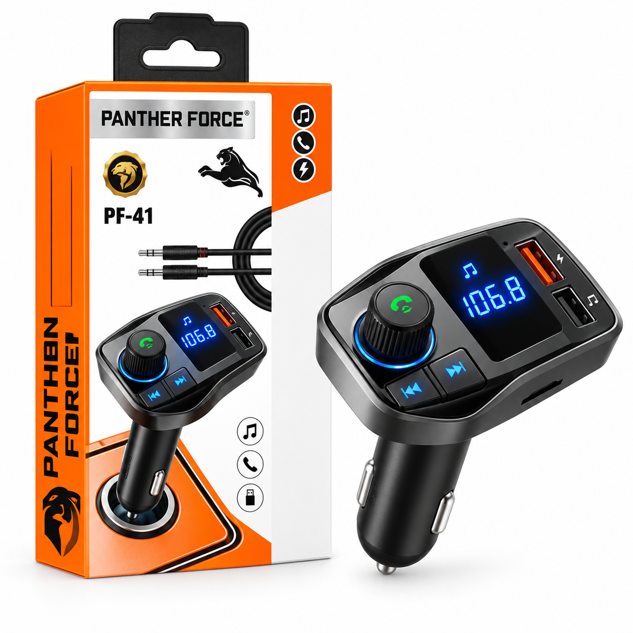 PANTHER FORCE Bluetooth FM Transmitter – Car MP3 Player & 2.4A USB Charger 2 PANTHER FORCE Bluetooth FM Transmitter – Car MP3 Player & 2.4A USB Charger - Image 2