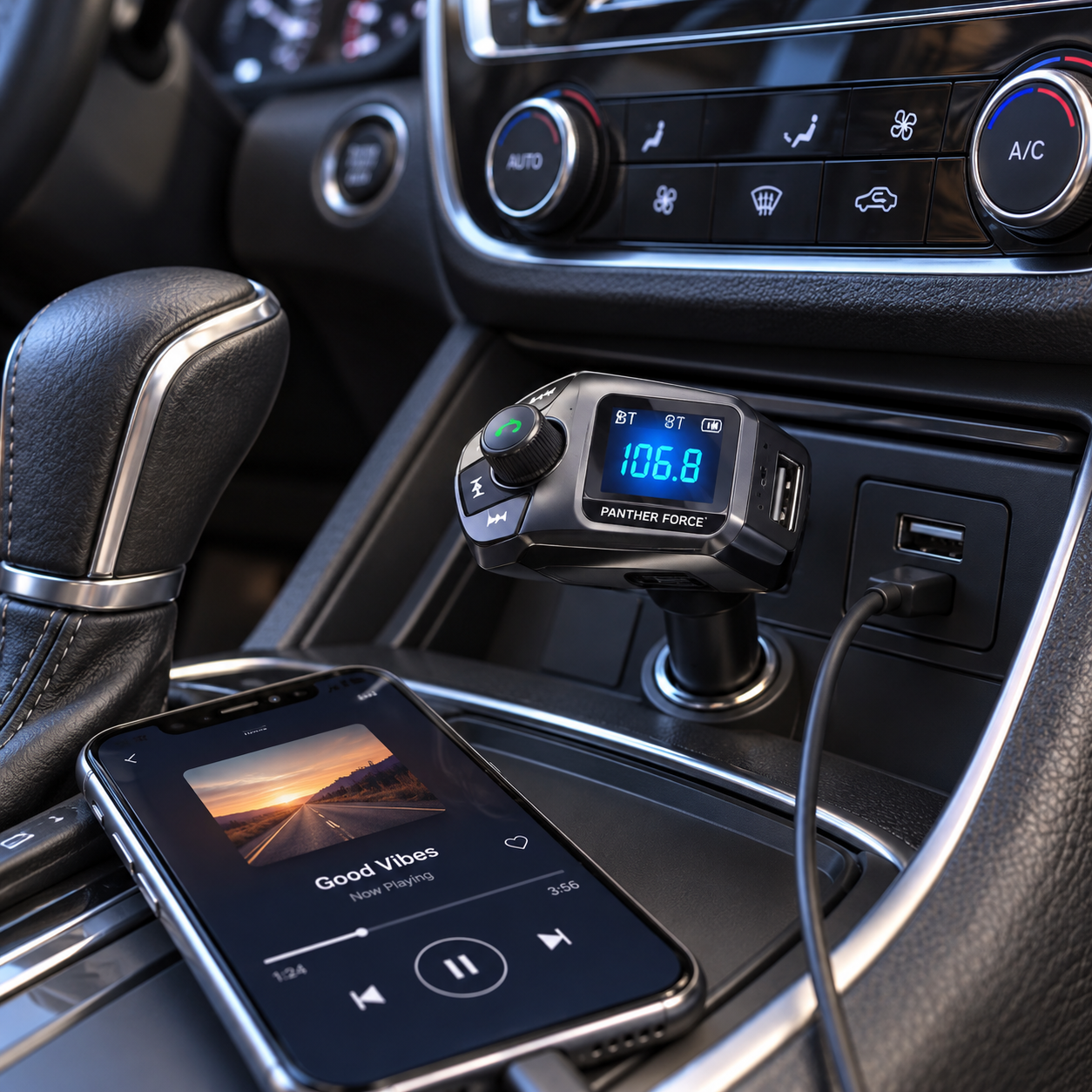 PANTHER FORCE Bluetooth FM Transmitter – Car MP3 Player & 2.4A USB Charger 4 PANTHER FORCE Bluetooth FM Transmitter – Car MP3 Player & 2.4A USB Charger - Image 4