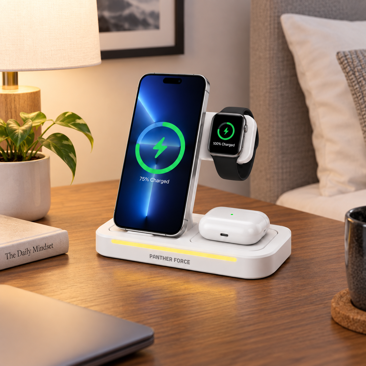 PANTHER FORCE 3-in-1 Wireless Charging Station – Phone, Smartwatch, Earbuds PN 3 PANTHER FORCE 3-in-1 Wireless Charging Station – Phone, Smartwatch, Earbuds PN - Image 3