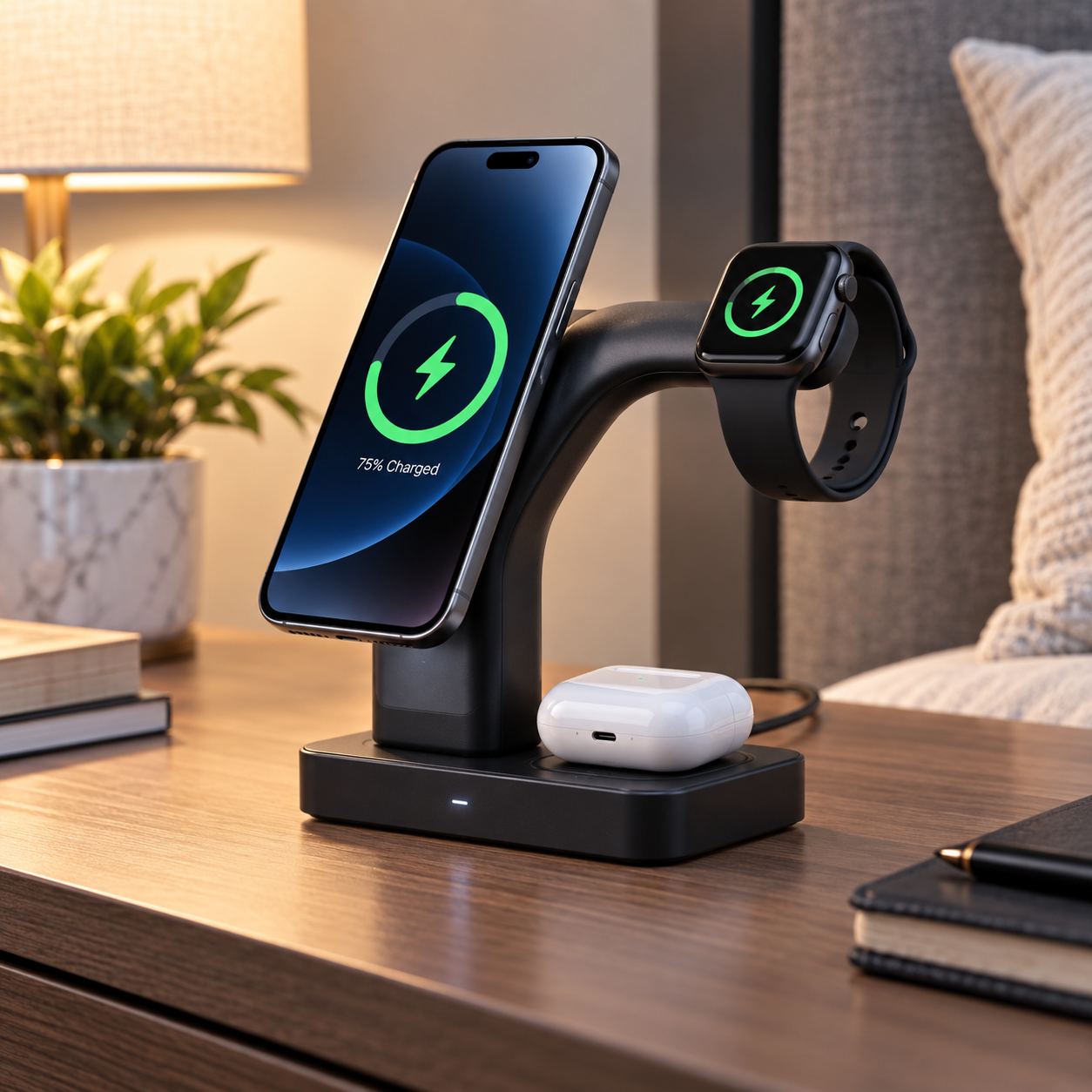 PANTHER FORCE 3-in-1 Wireless Charging Station with LED Screen – Premium Black 4 PANTHER FORCE 3-in-1 Wireless Charging Station with LED Screen – Premium Black - Image 4