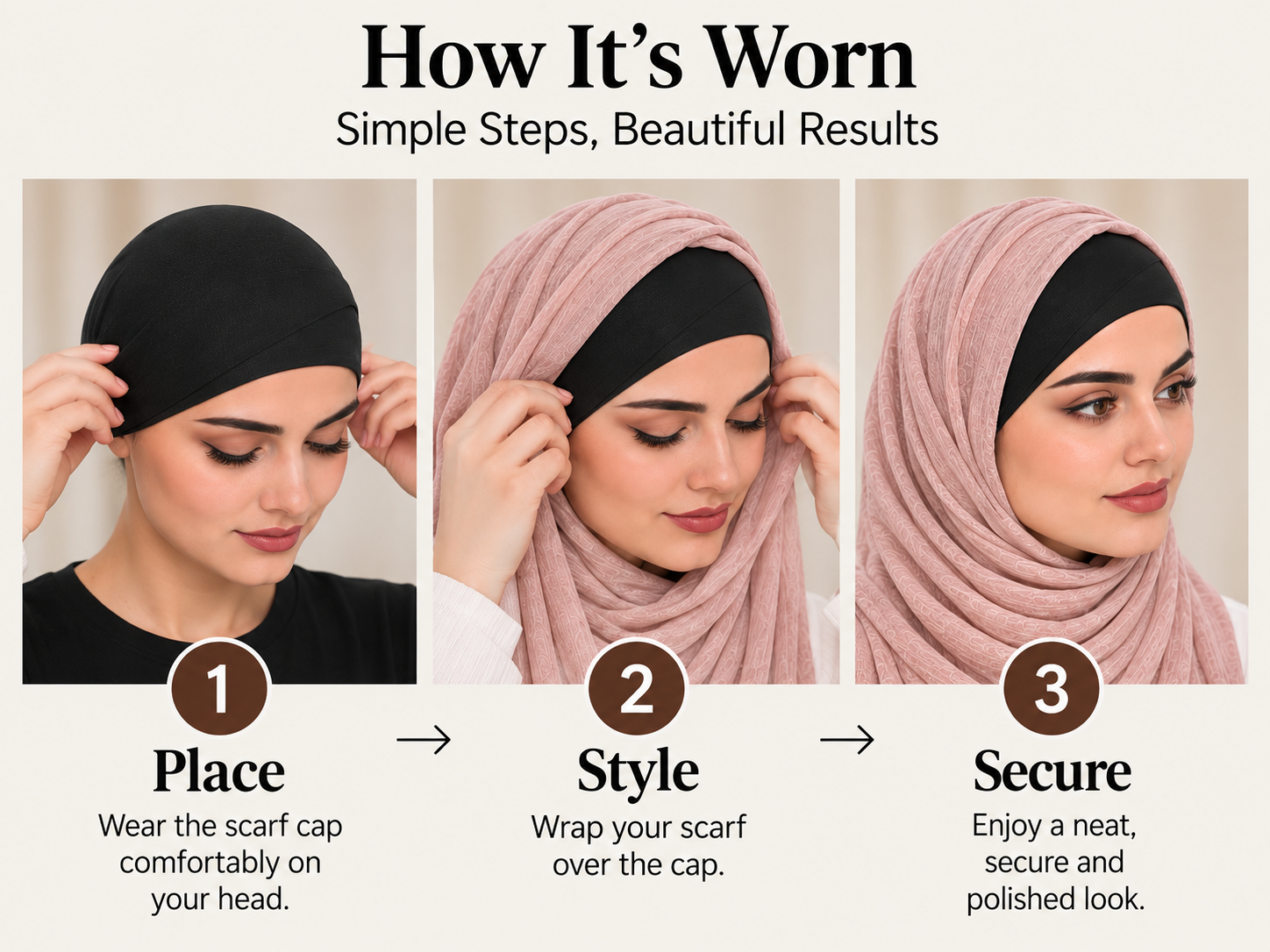 Elegant Black Hijab Under-Scarf Cap - Smooth, Secure & Effortless Fit 3 Elegant Black Hijab Under-Scarf Cap - Smooth, Secure & Effortless Fit - Image 3