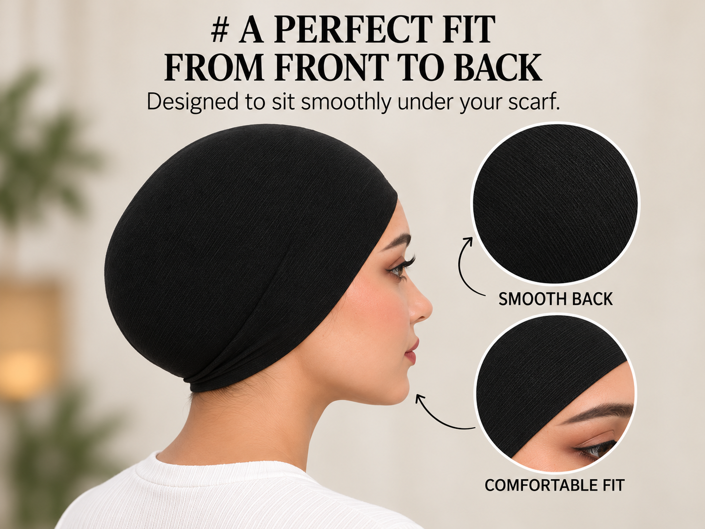Elegant Black Hijab Under-Scarf Cap - Smooth, Secure & Effortless Fit 5 Elegant Black Hijab Under-Scarf Cap - Smooth, Secure & Effortless Fit - Image 5