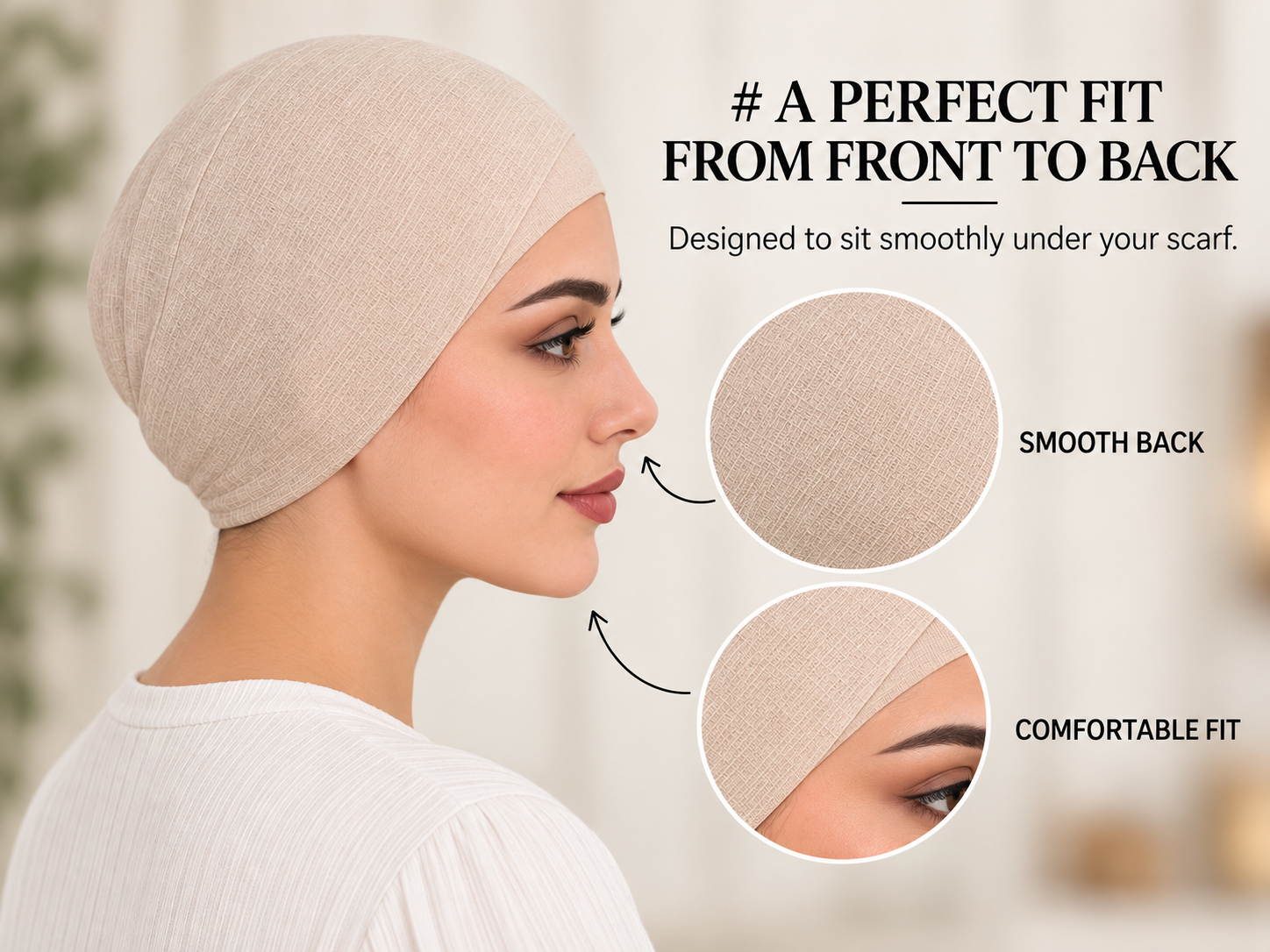 Premium Warm Ivory Hijab Under-Scarf Cap - Smooth, Secure & Effortless Fit 4 Premium Warm Ivory Hijab Under-Scarf Cap - Smooth, Secure & Effortless Fit - Image 4