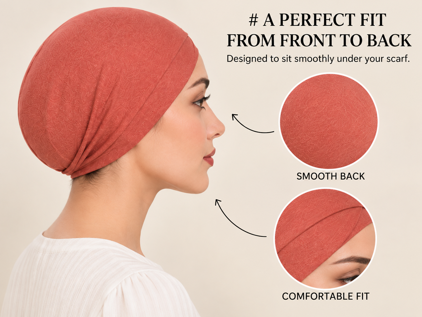Premium Muted Coral Red Hijab Under-Scarf Cap - Smooth, Secure & Effortless Fit 5 Premium Muted Coral Red Hijab Under-Scarf Cap - Smooth, Secure & Effortless Fit - Image 5