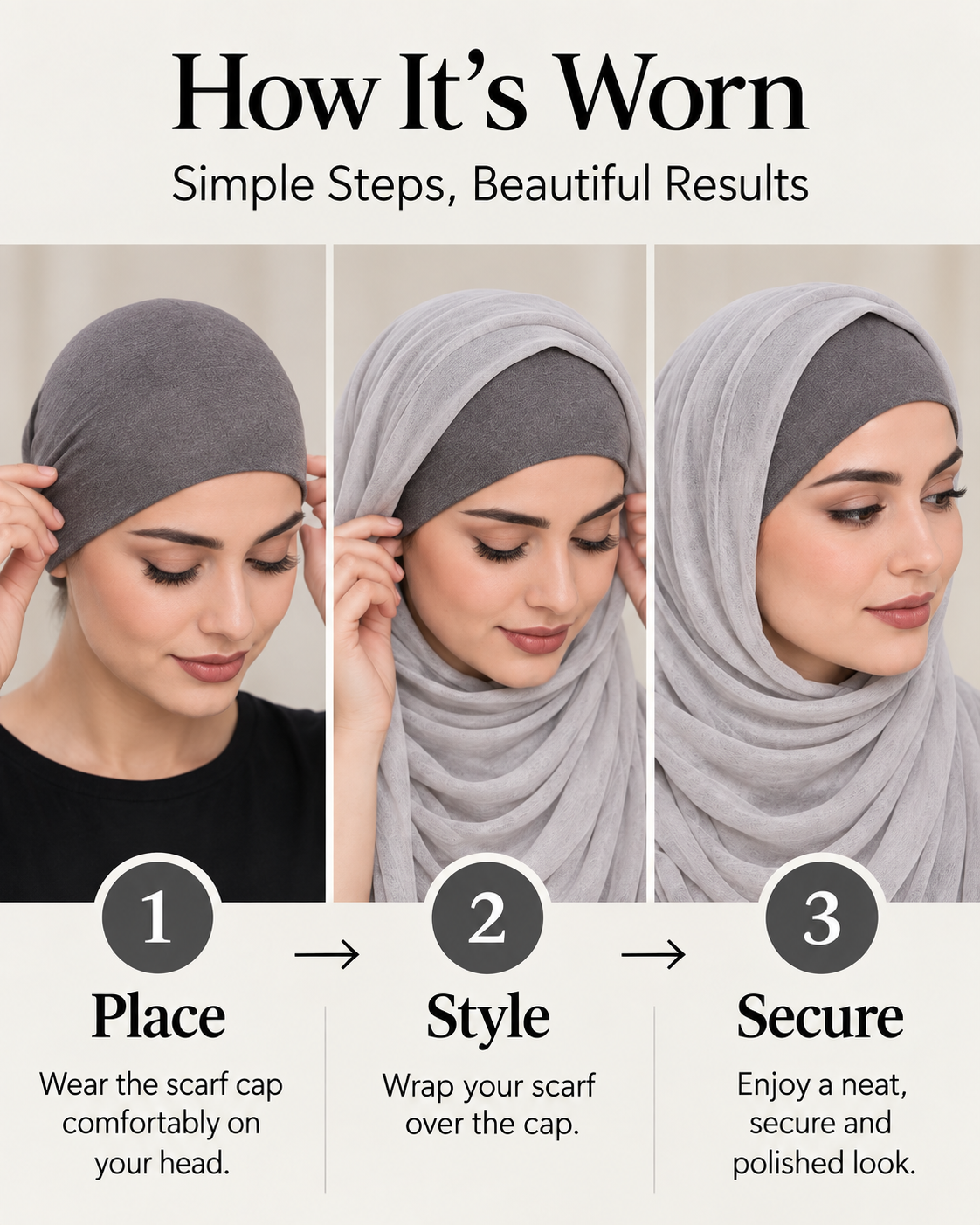 Premium Muted Blue Grey Hijab Under-Scarf Cap - Smooth, Secure & Effortless Fit 3 Premium Muted Blue Grey Hijab Under-Scarf Cap - Smooth, Secure & Effortless Fit - Image 3