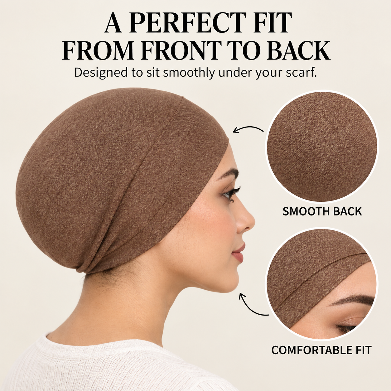 Premium Dusty Taupe Brown Hijab Under-Scarf Cap - Smooth, Secure & Effortless Fit 5 Premium Dusty Taupe Brown Hijab Under-Scarf Cap - Smooth, Secure & Effortless Fit - Image 5
