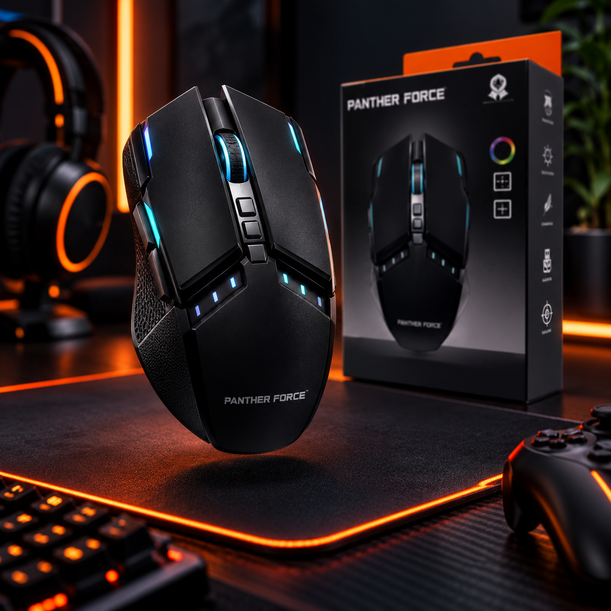 PANTHER FORCE Wired Gaming Mouse - Blue LED, Multi-Button Design, Braided Cable 5 PANTHER FORCE Wired Gaming Mouse - Blue LED, Multi-Button Design, Braided Cable - Image 5
