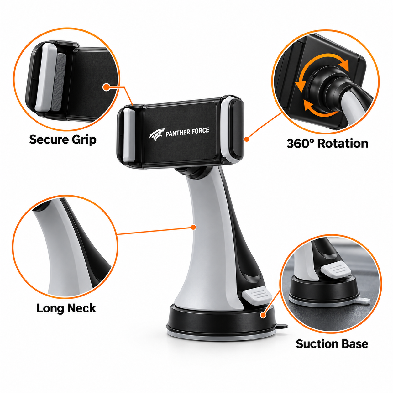 Panther Force Car Phone Holder Dashboard Suction Mount 360 Rotating Universal UK 4 Panther Force Car Phone Holder Dashboard Suction Mount 360 Rotating Universal UK - Image 4
