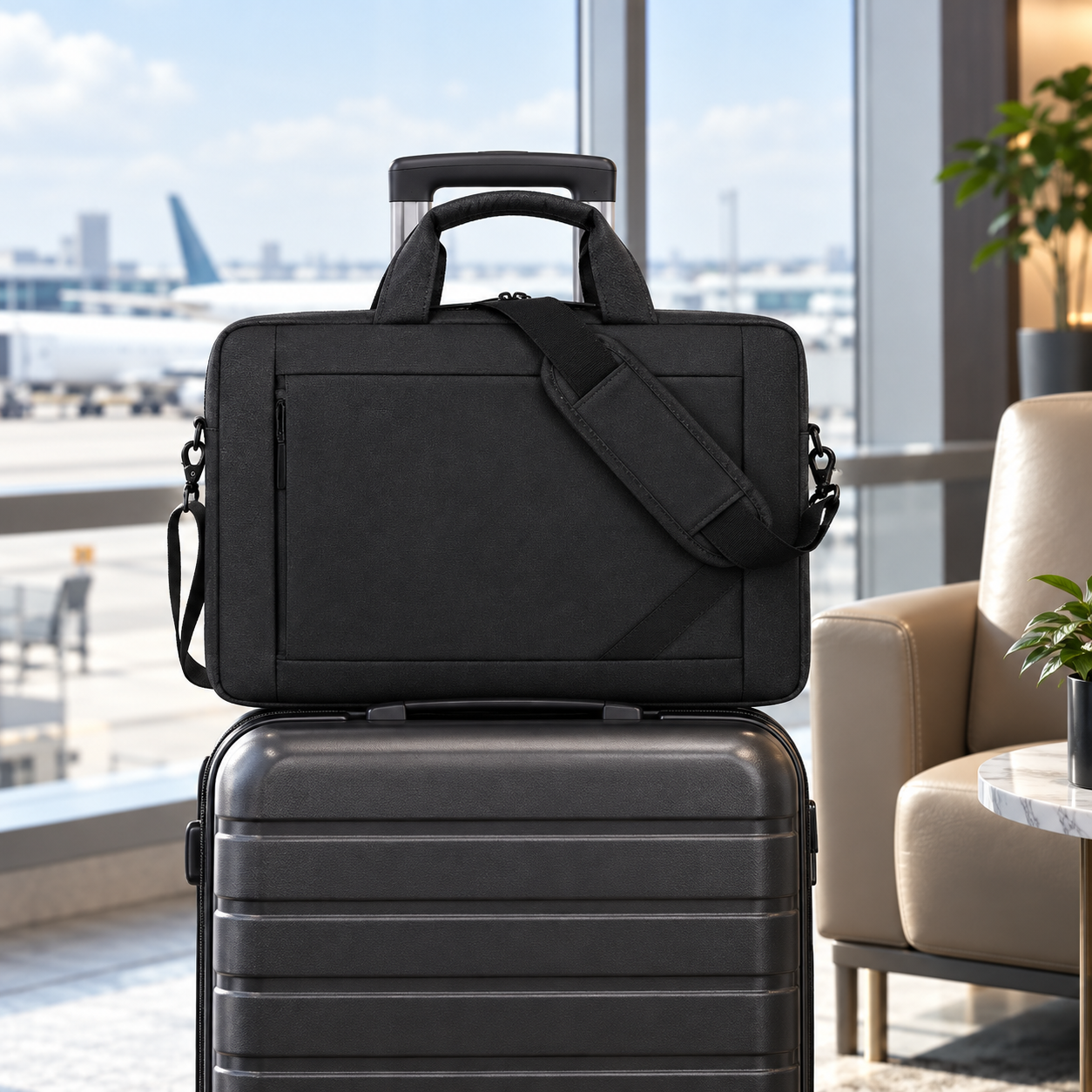 Panther Force 15.6 Inch Black Laptop Bag Padded Shoulder Briefcase Office Travel 2 Panther Force 15.6 Inch Black Laptop Bag Padded Shoulder Briefcase Office Travel - Image 2