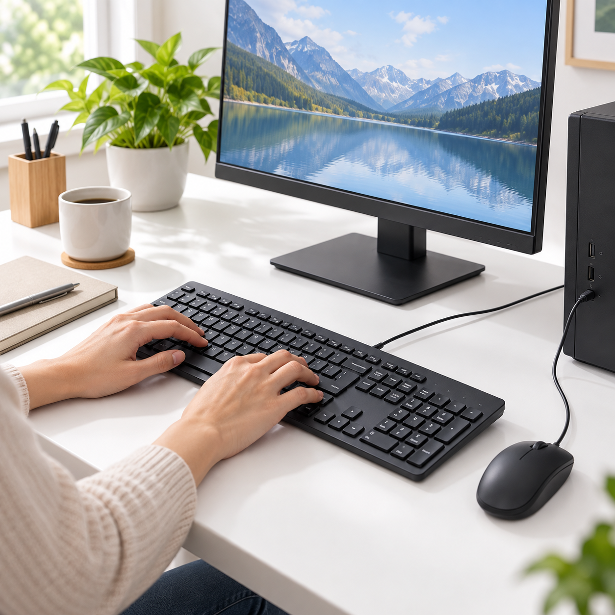 Universal Wired Keyboard & Mouse Combo Set - Everyday USB Computer Control Black 2 Universal Wired Keyboard & Mouse Combo Set - Everyday USB Computer Control Black - Image 2