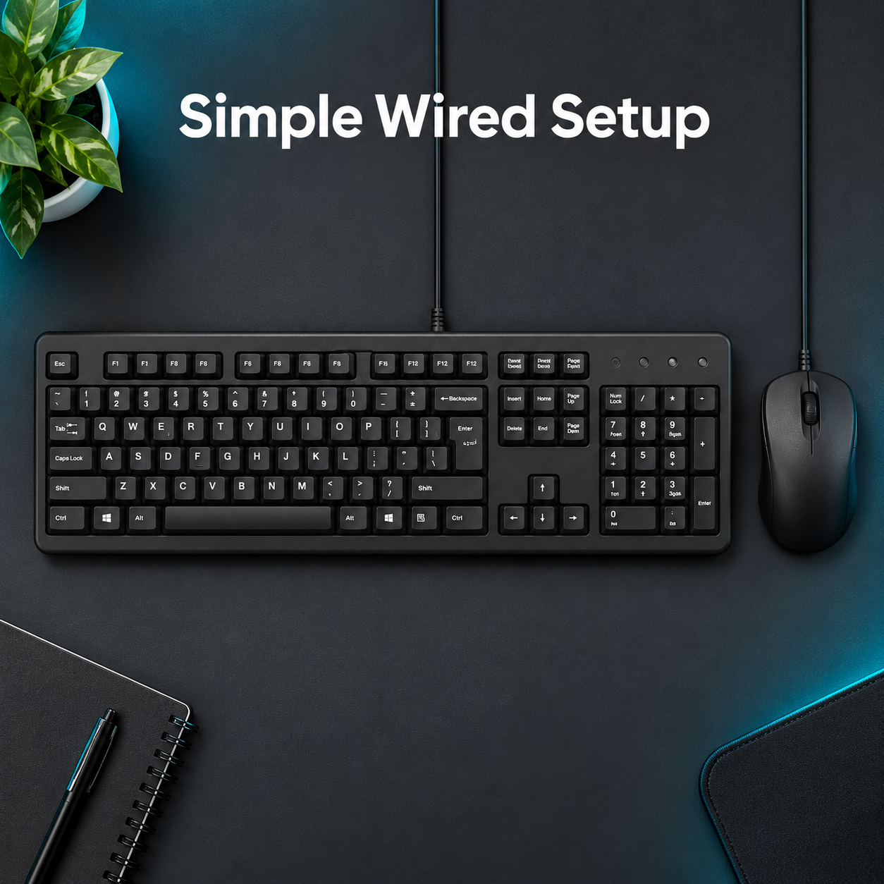 Universal Wired Keyboard & Mouse Combo Set - Everyday USB Computer Control Black 5 Universal Wired Keyboard & Mouse Combo Set - Everyday USB Computer Control Black - Image 5