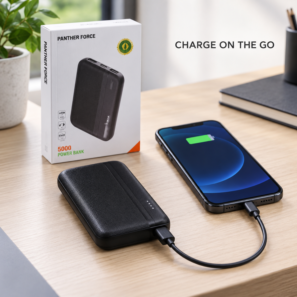 Panther Force 5000mAh Portable Power Bank USB Charger Multi Tip Cable LED Black 2 Panther Force 5000mAh Portable Power Bank USB Charger Multi Tip Cable LED Black - Image 2