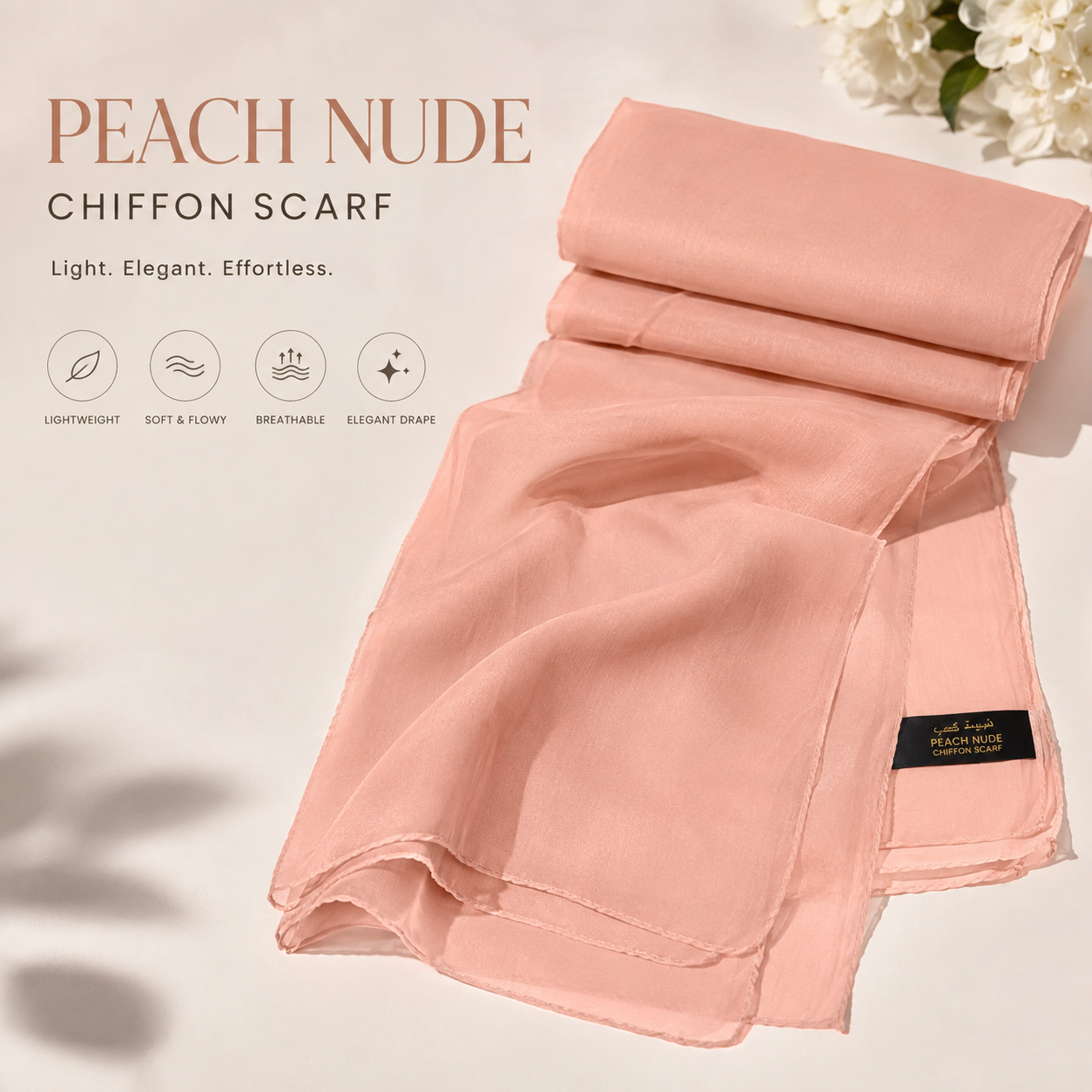 Peach Nude Chiffon Scarf Women Lightweight Soft Hijab Shawl Wrap Elegant UK 1 Peach Nude Chiffon Scarf Women Lightweight Soft Hijab Shawl Wrap Elegant UK