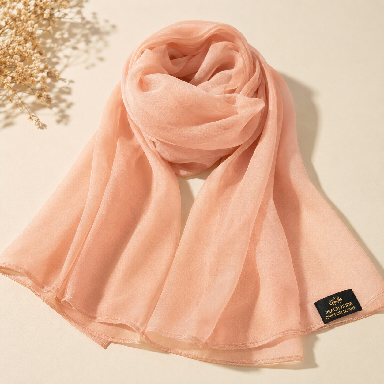 Peach Nude Chiffon Scarf Women Lightweight Soft Hijab Shawl Wrap Elegant UK 3 Peach Nude Chiffon Scarf Women Lightweight Soft Hijab Shawl Wrap Elegant UK - Image 3