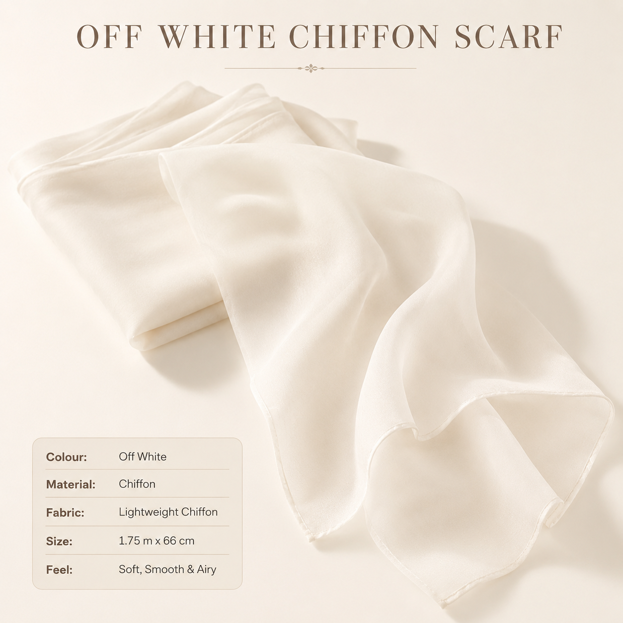 Off White Chiffon Scarf Women Lightweight Soft Hijab Shawl Wrap 1 Off White Chiffon Scarf Women Lightweight Soft Hijab Shawl Wrap