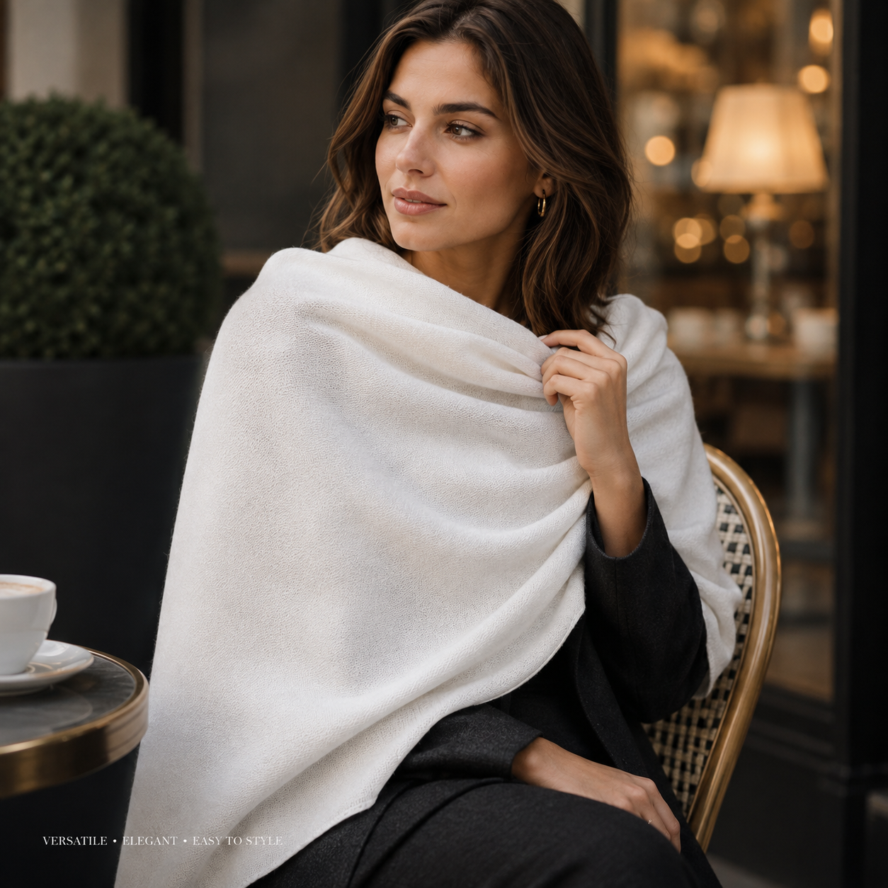 Pure White Wool Scarf Soft Warm Woven Winter Shawl Wrap 1.8m x 63cm 6 Pure White Wool Scarf Soft Warm Woven Winter Shawl Wrap 1.8m x 63cm - Image 6