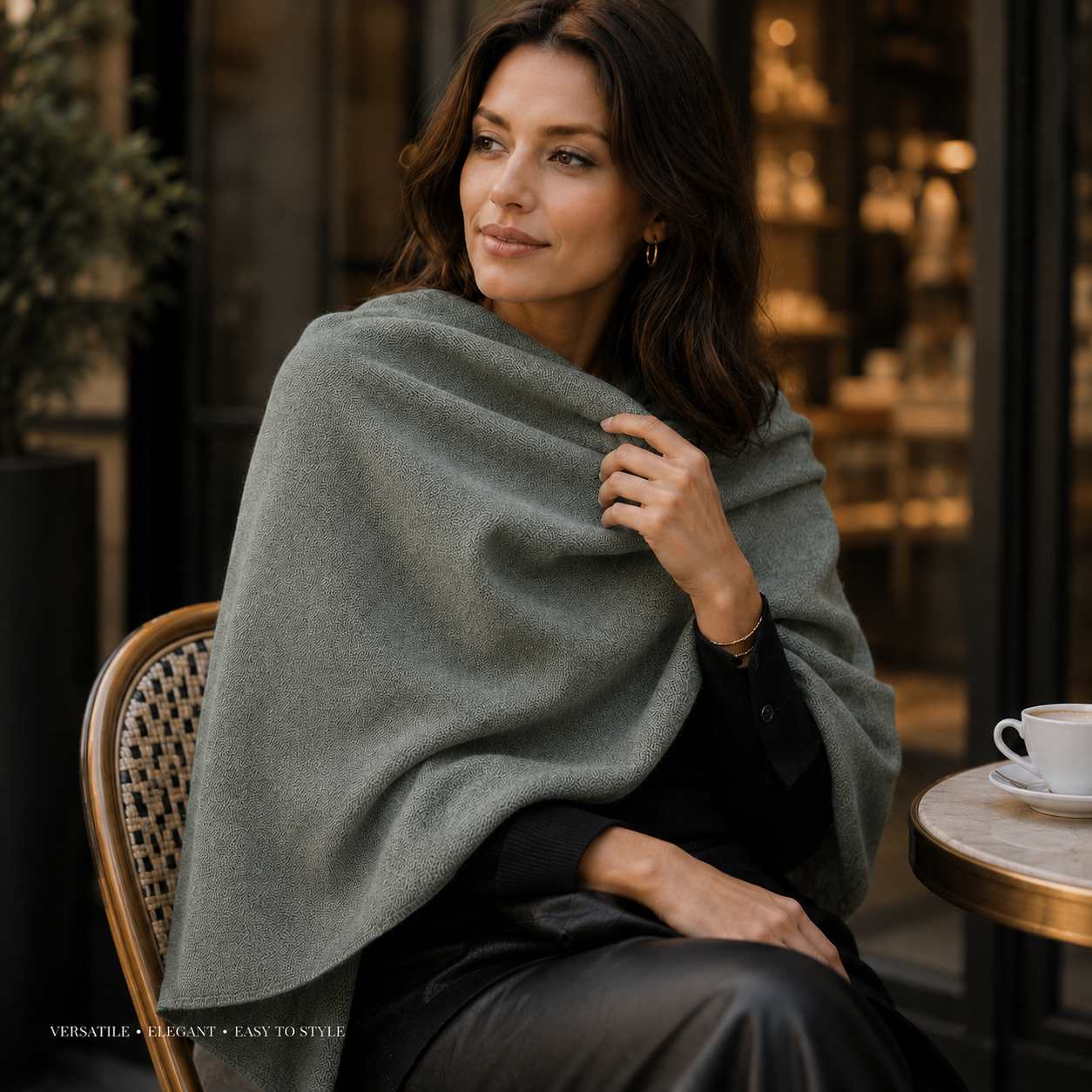 Greyish Green Wool Scarf Soft Winter Warm Sage Olive Shawl Wrap 1.8m x 63cm 6 Greyish Green Wool Scarf Soft Winter Warm Sage Olive Shawl Wrap 1.8m x 63cm - Image 6