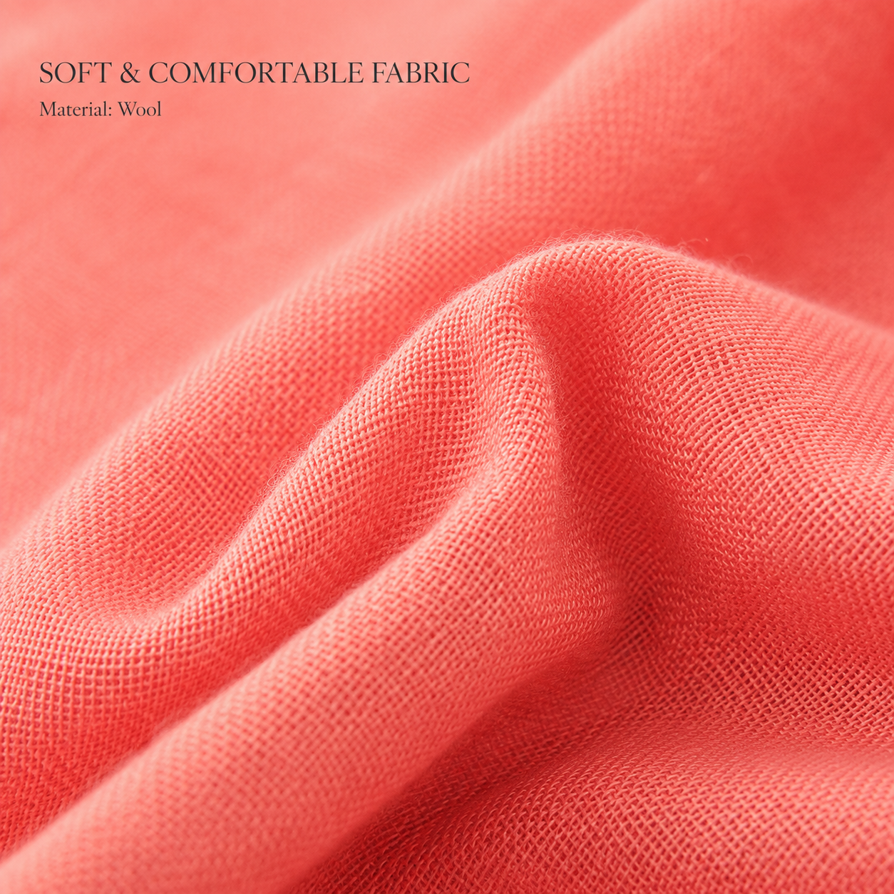 Coral Pink Wool Scarf Soft Winter Warm Stitched Hem Shawl Wrap 1.8m x 63cm 2 Coral Pink Wool Scarf Soft Winter Warm Stitched Hem Shawl Wrap 1.8m x 63cm - Image 2