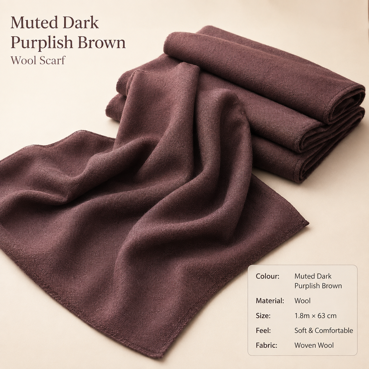 Purplish Brown Wool Scarf Soft Winter Warm Plum Mauve Shawl Wrap 1.8m x 63cm 1 Purplish Brown Wool Scarf Soft Winter Warm Plum Mauve Shawl Wrap 1.8m x 63cm