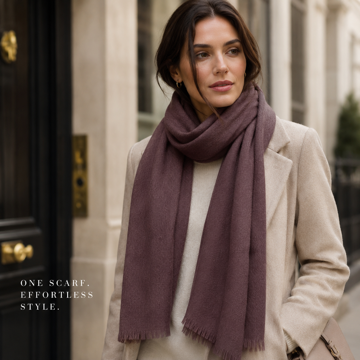 Purplish Brown Wool Scarf Soft Winter Warm Plum Mauve Shawl Wrap 1.8m x 63cm 5 Purplish Brown Wool Scarf Soft Winter Warm Plum Mauve Shawl Wrap 1.8m x 63cm - Image 5