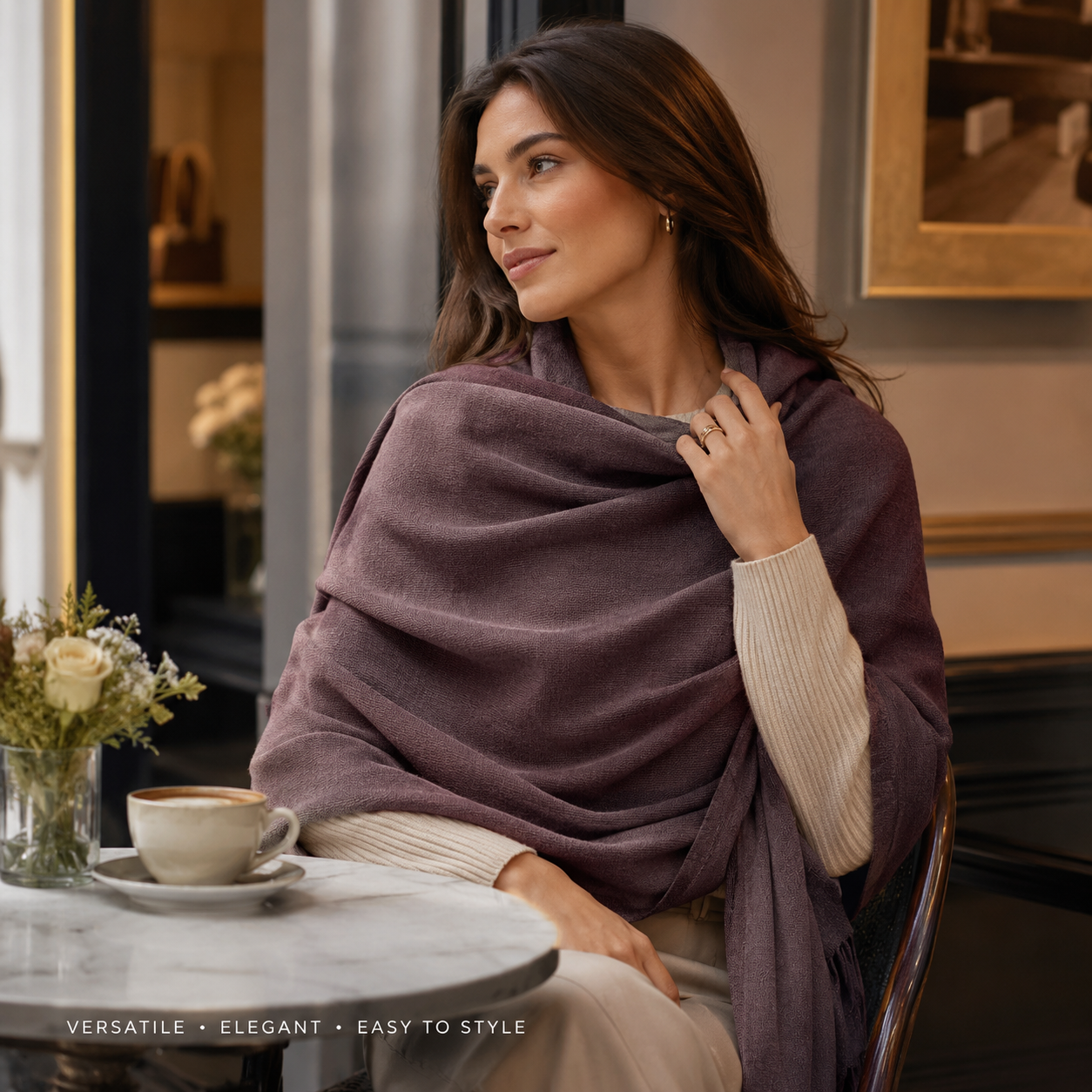 Purplish Brown Wool Scarf Soft Winter Warm Plum Mauve Shawl Wrap 1.8m x 63cm 6 Purplish Brown Wool Scarf Soft Winter Warm Plum Mauve Shawl Wrap 1.8m x 63cm - Image 6