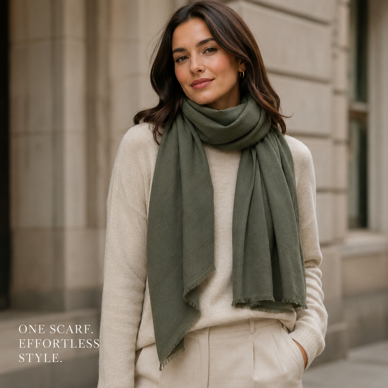Dark Olive Green Wool Scarf Soft Warm Woven Winter Shawl Wrap 1.8m x 63cm 5 Dark Olive Green Wool Scarf Soft Warm Woven Winter Shawl Wrap 1.8m x 63cm - Image 5