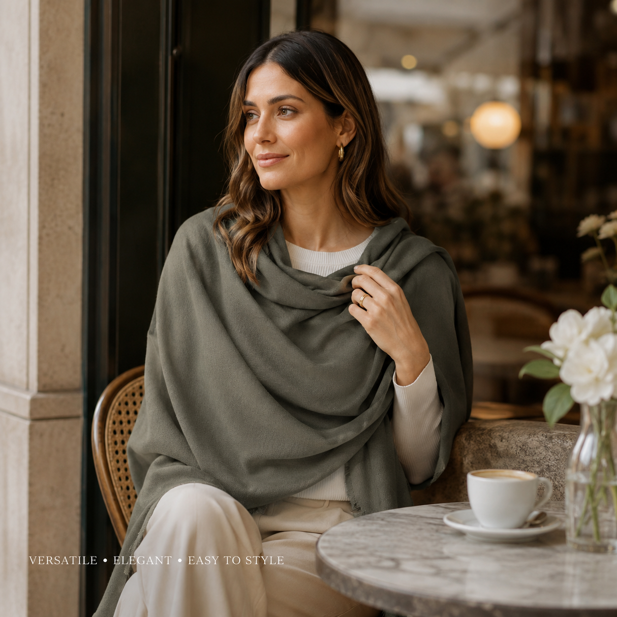 Dark Olive Green Wool Scarf Soft Warm Woven Winter Shawl Wrap 1.8m x 63cm 6 Dark Olive Green Wool Scarf Soft Warm Woven Winter Shawl Wrap 1.8m x 63cm - Image 6