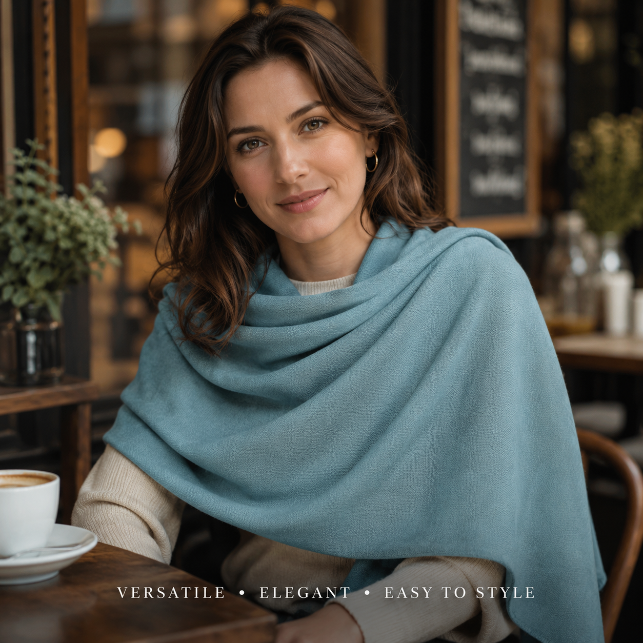 Teal Blue Wool Scarf Soft Warm Woven Winter Shawl Wrap 1.8m x 63cm 6 Teal Blue Wool Scarf Soft Warm Woven Winter Shawl Wrap 1.8m x 63cm - Image 6