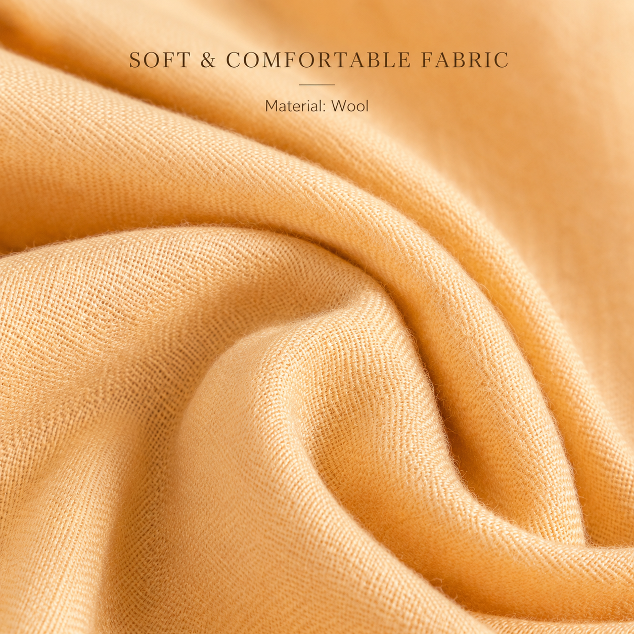 Light Apricot Wool Scarf Soft Warm Woven Winter Shawl Wrap 1.8m x 63cm 2 Light Apricot Wool Scarf Soft Warm Woven Winter Shawl Wrap 1.8m x 63cm - Image 2