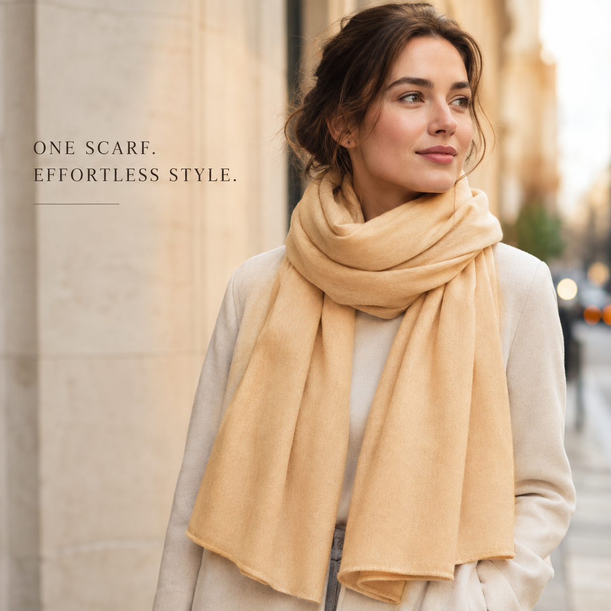 Light Apricot Wool Scarf Soft Warm Woven Winter Shawl Wrap 1.8m x 63cm 5 Light Apricot Wool Scarf Soft Warm Woven Winter Shawl Wrap 1.8m x 63cm - Image 5