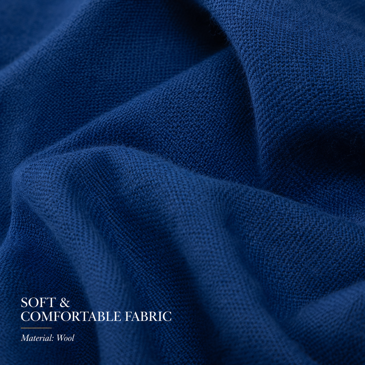 Classic Blue Wool Scarf Soft Winter Warm Fringed Shawl Wrap 2 Classic Blue Wool Scarf Soft Winter Warm Fringed Shawl Wrap - Image 2