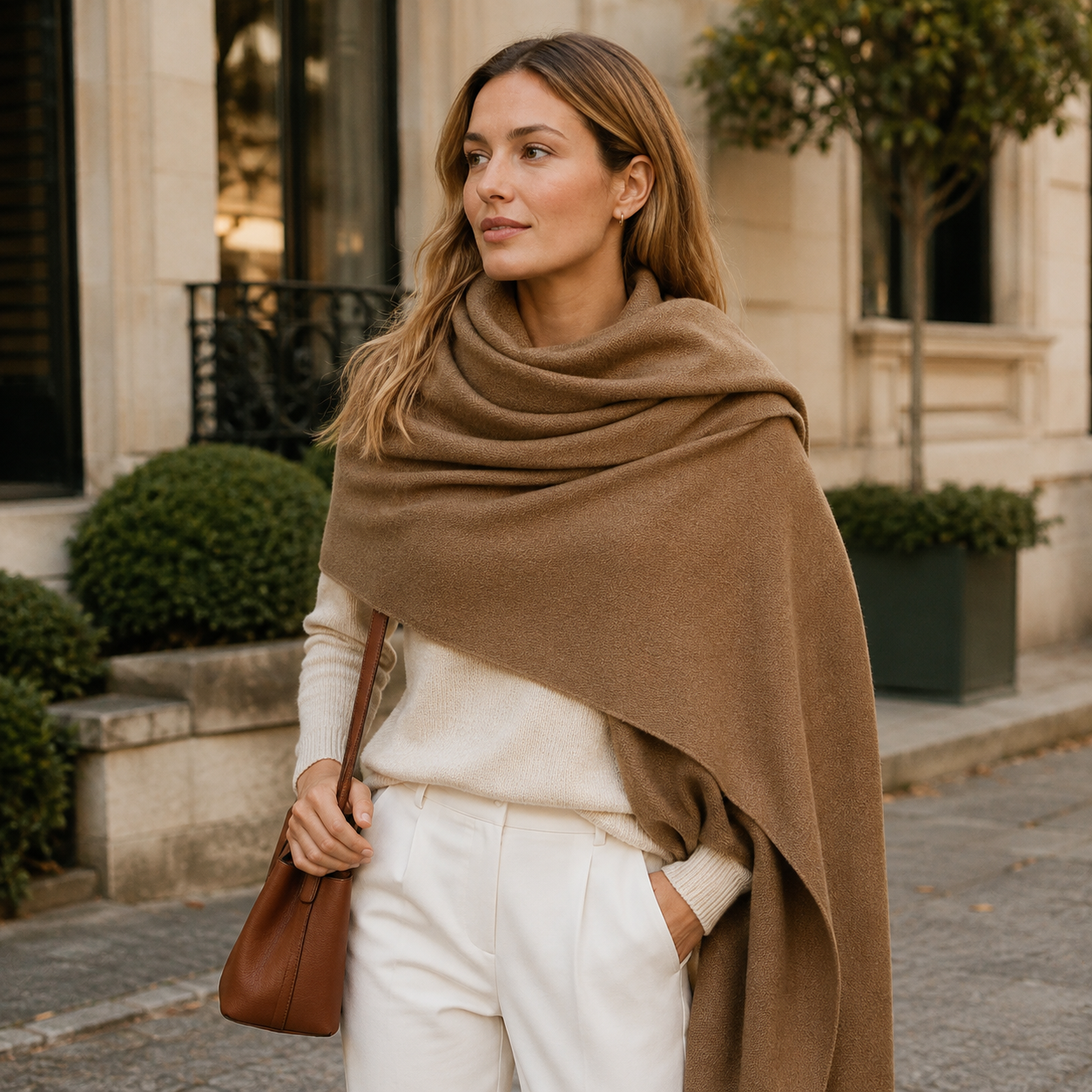 Khaki Brown Wool Scarf Soft Warm Woven Winter Shawl Wrap 1.8m x 63cm 7 Khaki Brown Wool Scarf Soft Warm Woven Winter Shawl Wrap 1.8m x 63cm - Image 7