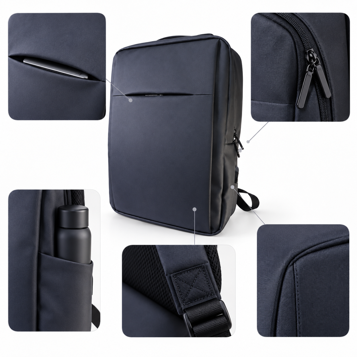 Laptop Backpack 15.6 Inch Water Resistant Business Travel Office Work Bag Black 2 Laptop Backpack 15.6 Inch Water Resistant Business Travel Office Work Bag Black - Image 2