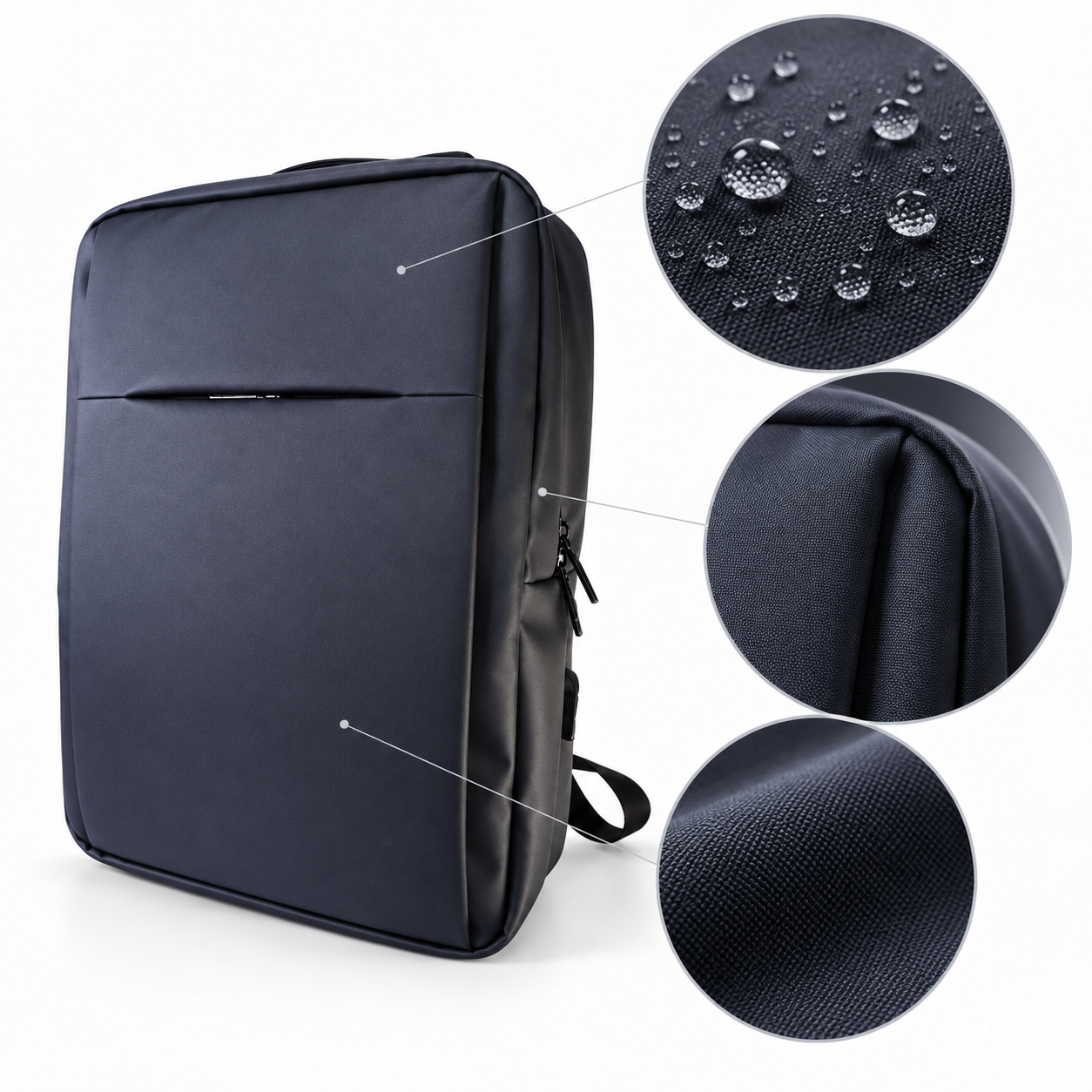 Laptop Backpack 15.6 Inch Water Resistant Business Travel Office Work Bag Black 3 Laptop Backpack 15.6 Inch Water Resistant Business Travel Office Work Bag Black - Image 3