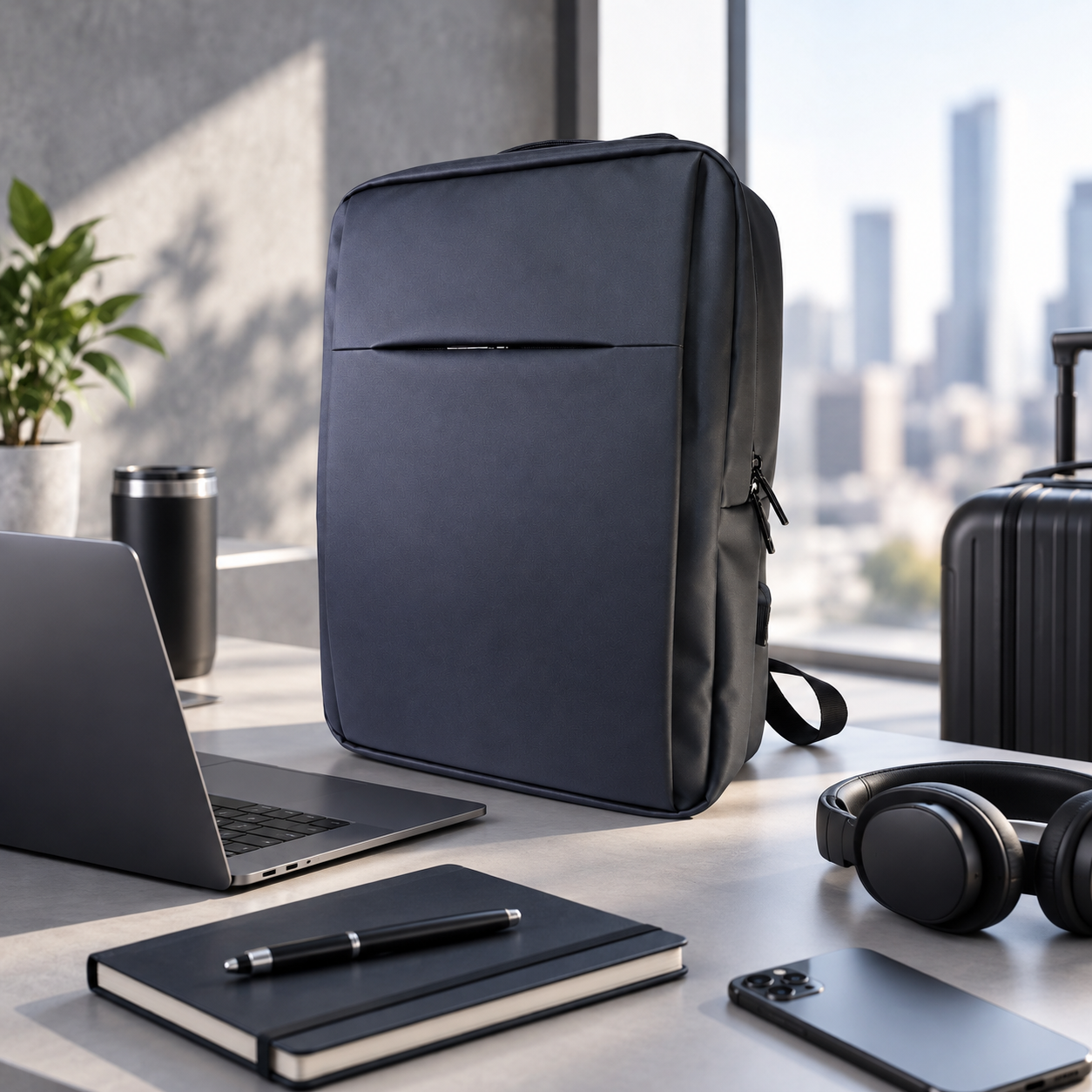 Laptop Backpack 15.6 Inch Water Resistant Business Travel Office Work Bag Black 4 Laptop Backpack 15.6 Inch Water Resistant Business Travel Office Work Bag Black - Image 4