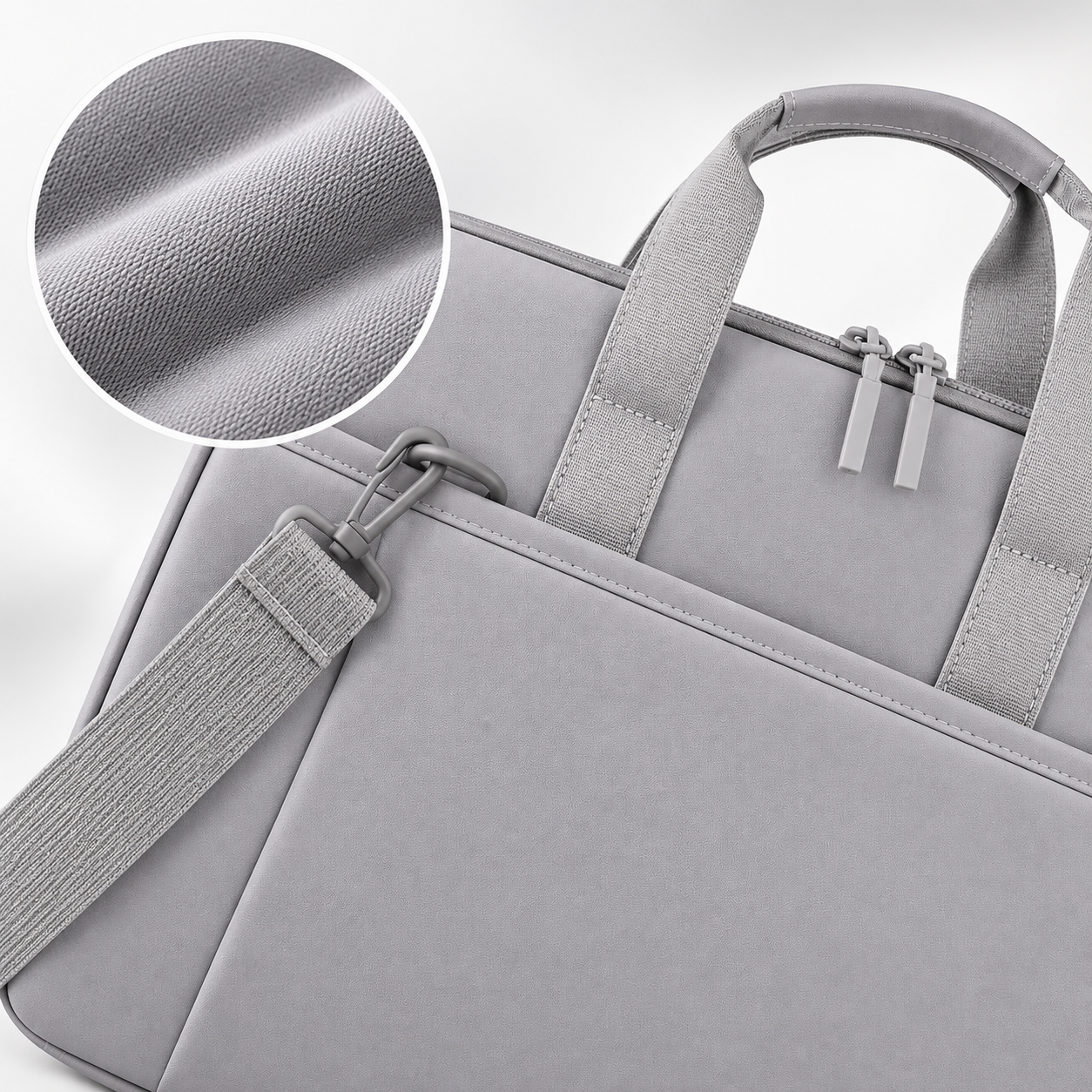 Grey Laptop Shoulder Bag 15.6 Inch Padded Briefcase Adjustable Strap Office Work 2 Grey Laptop Shoulder Bag 15.6 Inch Padded Briefcase Adjustable Strap Office Work - Image 2