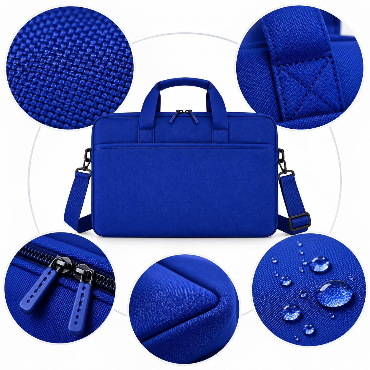 Royal Blue 15.6 Inch Laptop Bag Padded Water Resistant Shoulder Briefcase Office 3 Royal Blue 15.6 Inch Laptop Bag Padded Water Resistant Shoulder Briefcase Office - Image 3