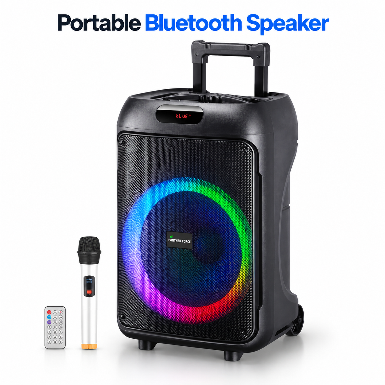Panther Force PF146 Bluetooth Trolley Speaker Wireless Mic LED Karaoke 1 Panther Force PF146 Bluetooth Trolley Speaker Wireless Mic LED Karaoke