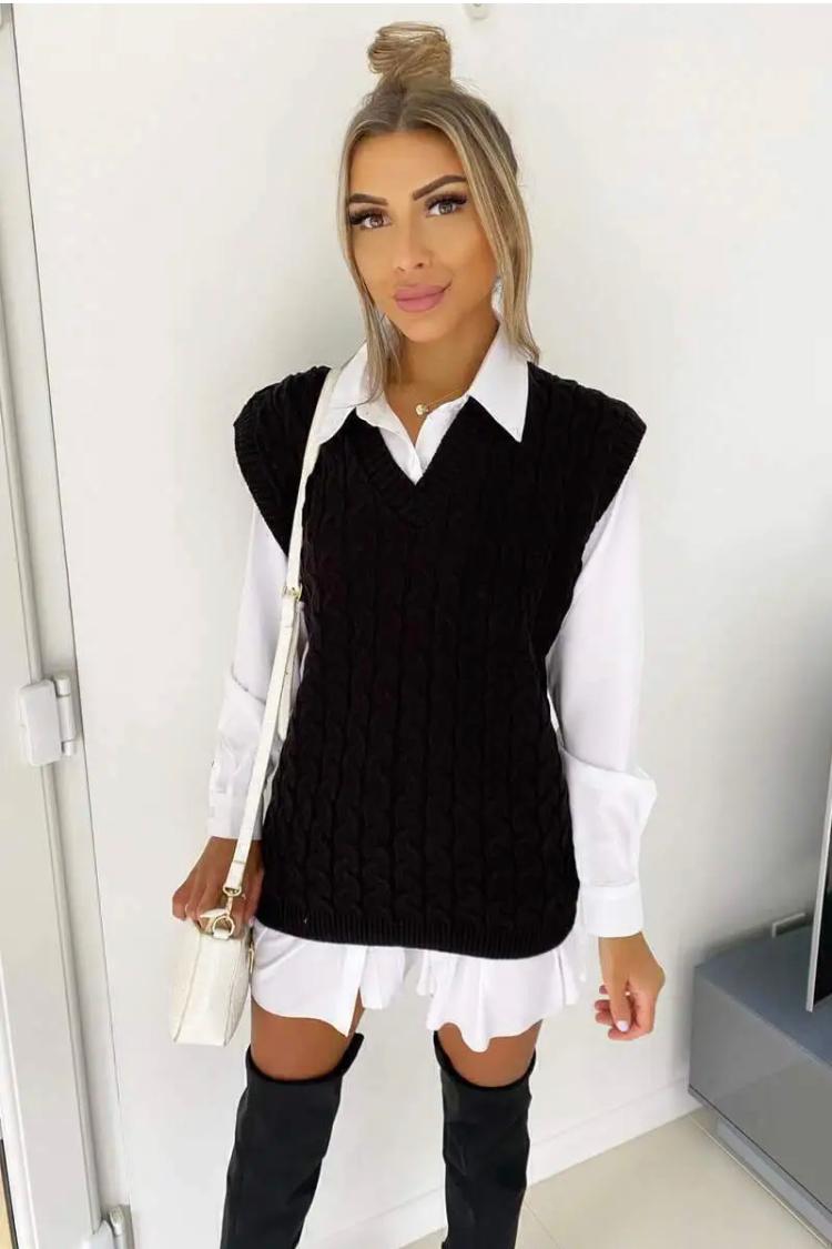 Womens Ladies Cable Knit Sleeveless Vest Knitted Jumper Tank Top Winter Sweater 4 Womens Ladies Cable Knit Sleeveless Vest Knitted Jumper Tank Top Winter Sweater - Image 4