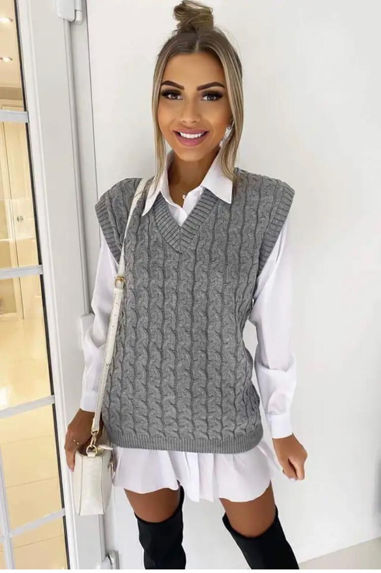 Womens Ladies Cable Knit Sleeveless Vest Knitted Jumper Tank Top Winter Sweater 3 Womens Ladies Cable Knit Sleeveless Vest Knitted Jumper Tank Top Winter Sweater - Image 3