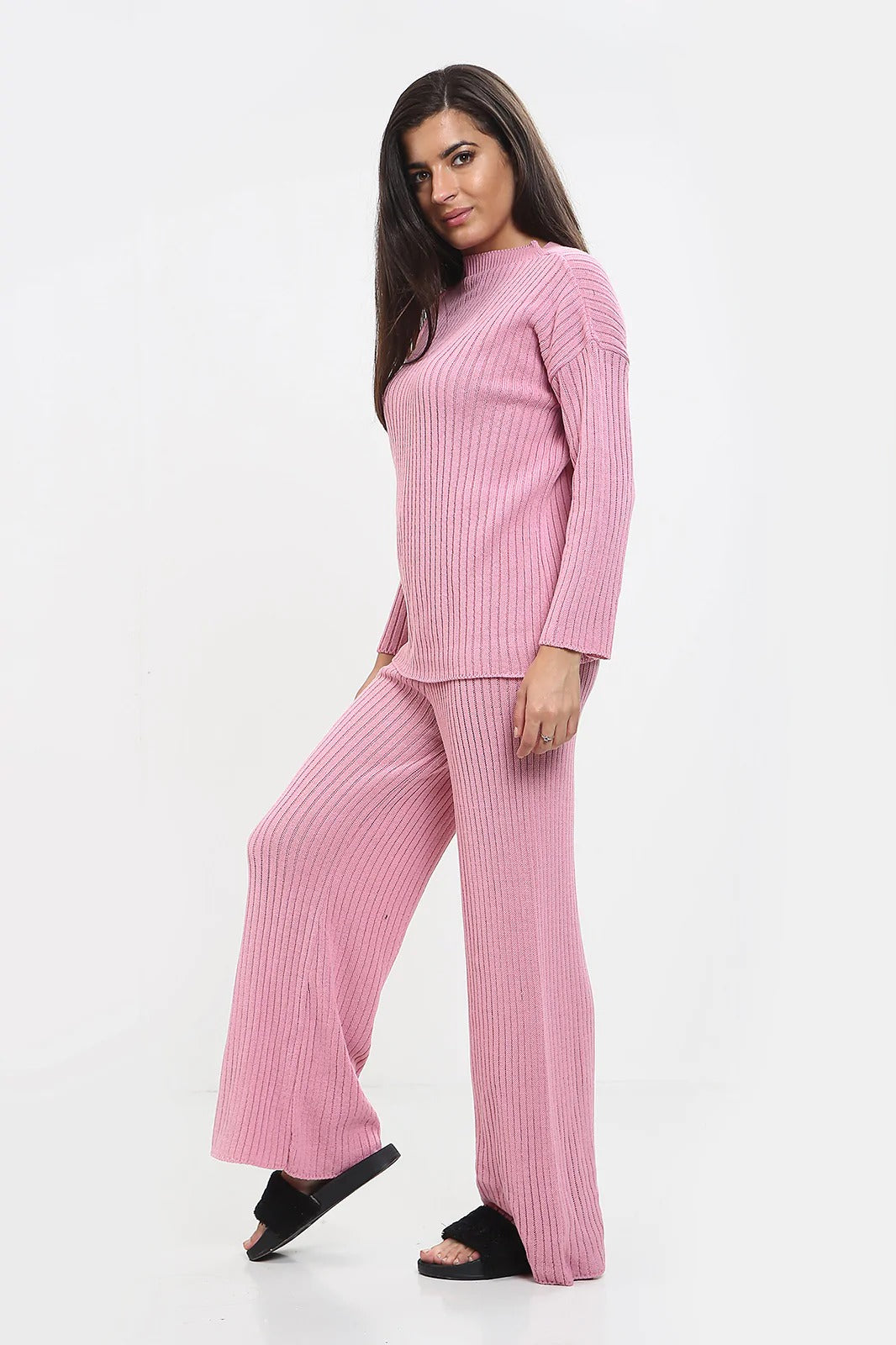 Womens Ladies Knitted Ribbed Round Neck 2 Pcs Loungewear Tracksuit Set 6 Womens Ladies Knitted Ribbed Round Neck 2 Pcs Loungewear Tracksuit Set - Image 6