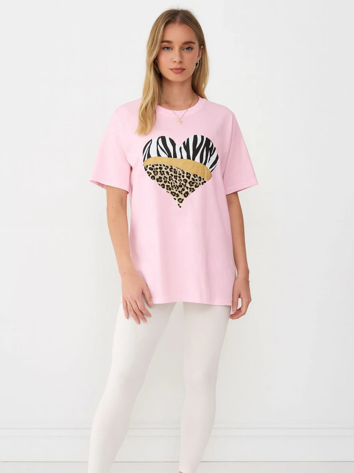 Ladies Tiger/Leopard Heart Oversized T Shirt 3 Ladies Tiger/Leopard Heart Oversized T Shirt - Image 3