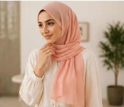 Peach Chiffon Scarf Women Lightweight Soft Hijab Shawl Wrap Elegant 6 Peach Chiffon Scarf Women Lightweight Soft Hijab Shawl Wrap Elegant - Image 6