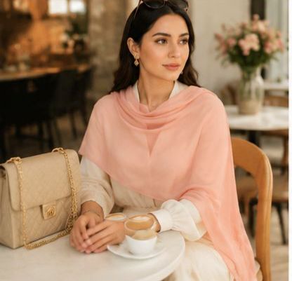 Peach Chiffon Scarf Women Lightweight Soft Hijab Shawl Wrap Elegant 2 Peach Chiffon Scarf Women Lightweight Soft Hijab Shawl Wrap Elegant - Image 2