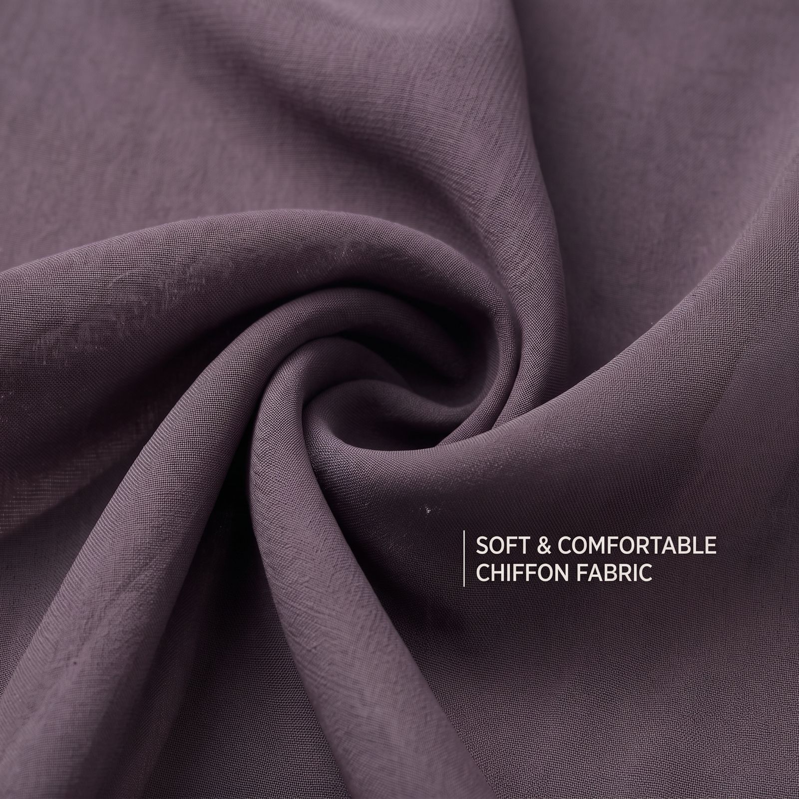Women's Ultra Light Charcoal Plum Chiffon Scarf Hijab Shawl 2 Women's Ultra Light Charcoal Plum Chiffon Scarf Hijab Shawl - Image 2