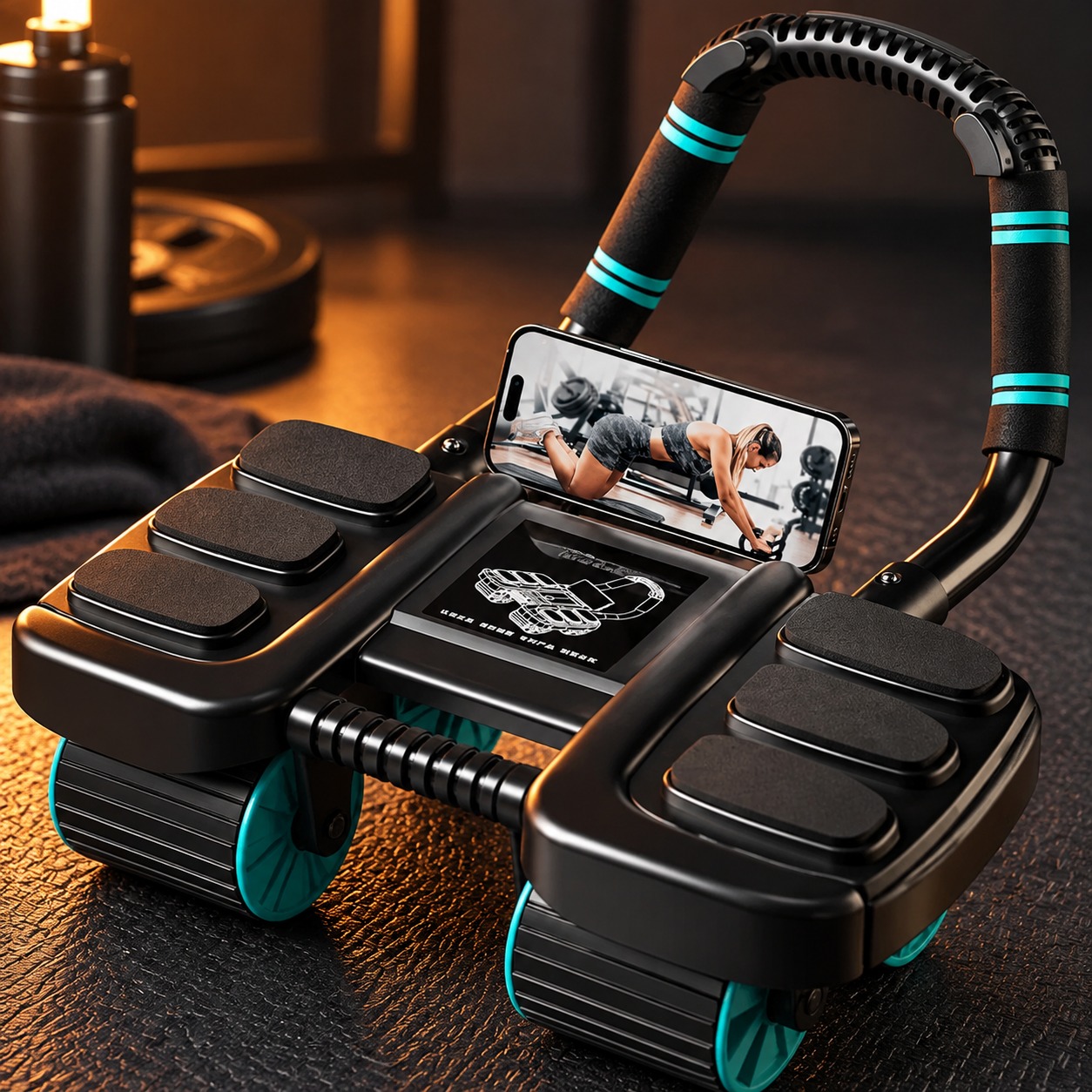 4 Wheel Ab Roller Core Trainer with Elbow Support Home Gym Fitness Exercise Tool 5 4 Wheel Ab Roller Core Trainer with Elbow Support Home Gym Fitness Exercise Tool - Image 5