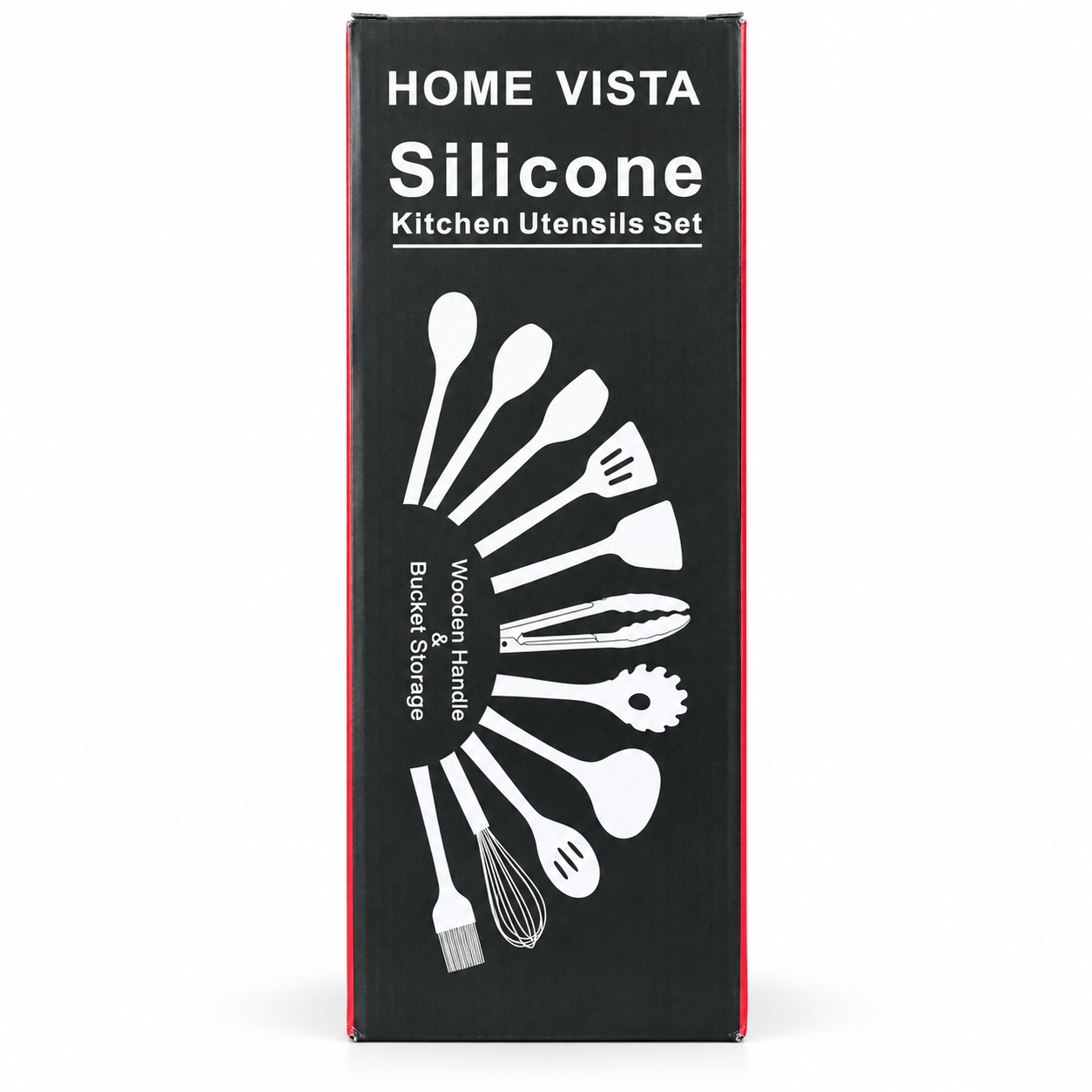 12Pc Silicone Kitchen Utensil Set Wooden Handles Cooking Tools Holder Black 6 12Pc Silicone Kitchen Utensil Set Wooden Handles Cooking Tools Holder Black - Image 6